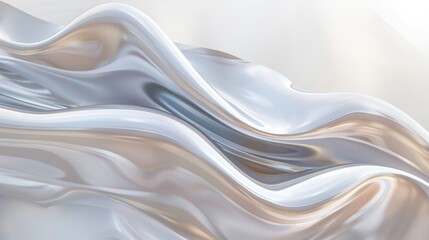 Obraz premium Smooth wavy shape in an abstract composition, focus on, dynamic movement, futuristic, Fusion, pristine white backdrop