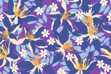 Floral seamless pattern, modern floral design for fabric, cotton, wallpaper, satin, gift wrap, carpet.