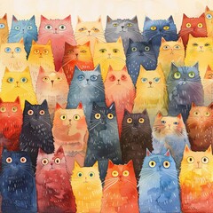A Rainbow Cat Kingdom: A Whimsical Portrayal of Feline Diversity
