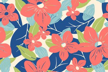 Floral seamless pattern, modern floral design for fabric, cotton, wallpaper, satin, gift wrap, carpet.