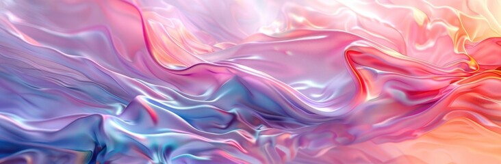 Fototapeta premium A colorful, flowing piece of fabric with a pink and blue hue