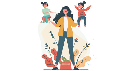 Work life balance. Woman choice family or career
