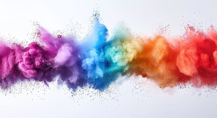 Obraz premium A colorful explosion of smoke and dust is shown in a rainbow of colors