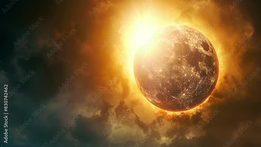 Poster the luminous sun and moon in this digital finance eclipse represent the transparency and accessibili