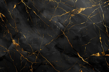 Luxurious Black Marble Texture with Elegant Gold Veins