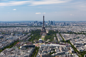 Paris cityscape centered on the Eiffel Tower