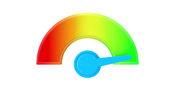 4k Resolution Video: Energy or Fuel Level Meter Dial Gage Icon Shown Minimum and Maximum Value on a White Background with Alpha Mate