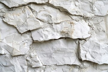 White stone background, rough surface of natural rock or marble with texture for design and decoration. White gray wall, white stone pattern. Black and white paper. Vector illustration. Flat lay.