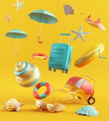 Clear water bottle and toy plane. Tourism and clear water concept