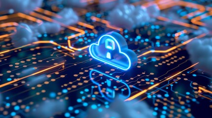 Futuristic Cloud Security Technology Concept