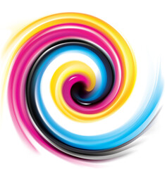 Vector swirl background of primary colors printing process: CMYK