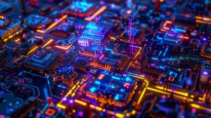 Obraz premium Close-up of Advanced Circuit Board Technology