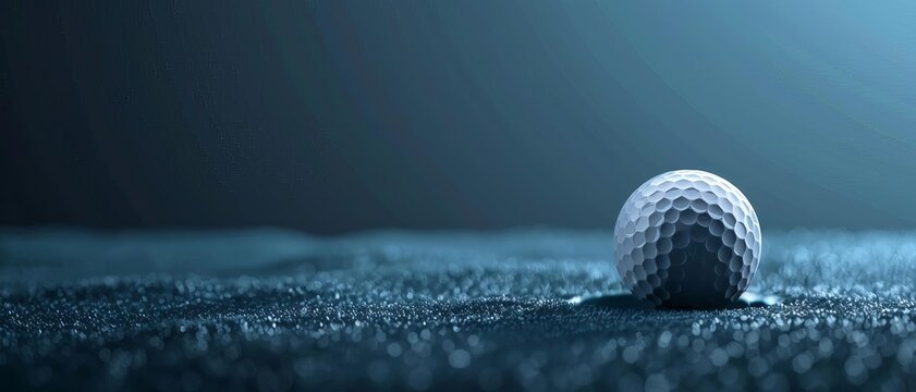 A unique perspective of a golf ball rolling towards the hole