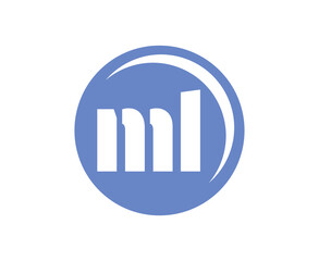 ML sport emblem or team logotype. Ball logo with a combination of Initial letter M and L for balls shop, sports company, training, club badge.