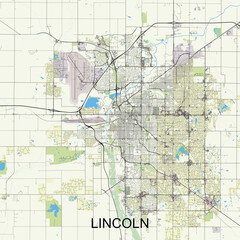 Lincoln, Nebraska, United States map poster art