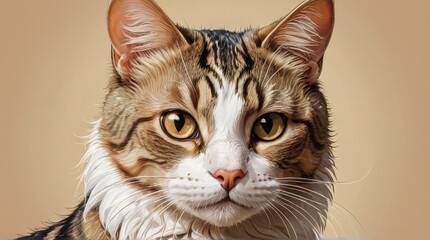 Obraz premium Portrait of a Tabby Cat with Striking Yellow Eyes
