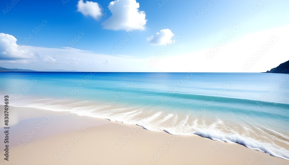 Wall mural Beautiful beach. blue sky, vibrant, sunlight, aesthetic	
