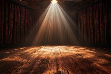 Empty Theater Stage: Spotlight and Ray of Light
