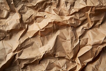Folded Paper Texture: Abstract Pattern of Crumpled Brown Paper
