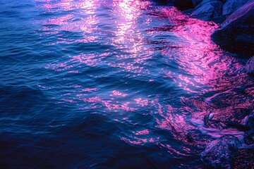 Pink Aurora Reflection on Water's Surface