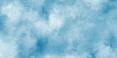 Abstract hand paint square stain blue watercolor sky backdrop, Watercolor hand drawn illustration with clouds, Watercolor background with sky object for any creative design.