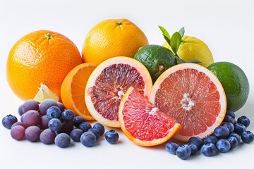 Vibrant Assortment of Fruits: Citrus, Berries, and Tropical Variety