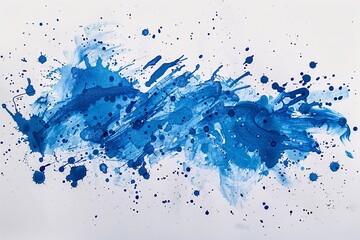 Abstract Expressionism Art: Blue and Black Droplets on a White Background