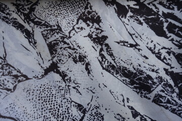 Jammed white and dark blue fabric with abstract print