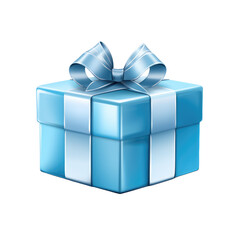Obraz premium Blue gift box with ribbon isolated on white background, perfect for holidays, birthdays, and celebrations