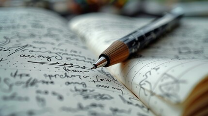 Close-up view of paper drawn with pencil.