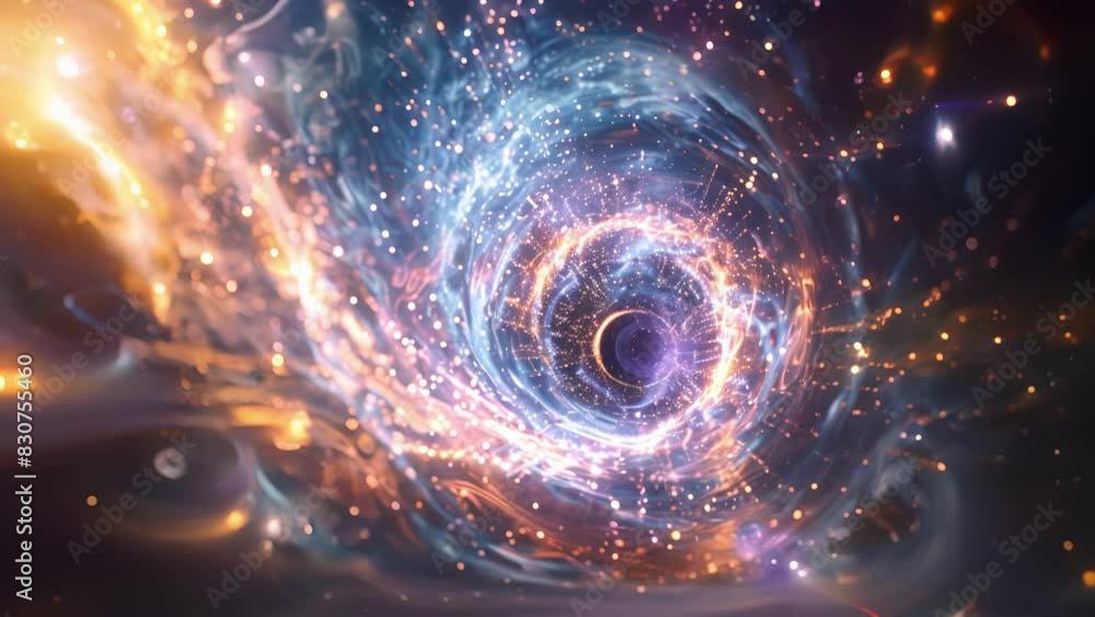 Poster a mesmerizing visual of the higgs field in action as it activates and gives mass to previously weigh