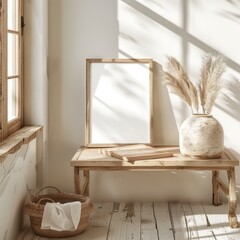 Blank frame for mockup,Clean Modern Mantel Decor, modern style.