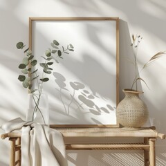 Blank frame for mockup,Clean Modern Mantel Decor, modern style.