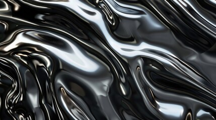 Liquid metal texture on black background AI generated