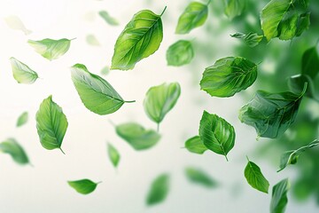 Fototapeta premium Serene Escape: Aerial View of Lush Green Leaves in a Light-Filled Sky