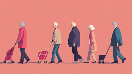 Minimalist illustration of aging population