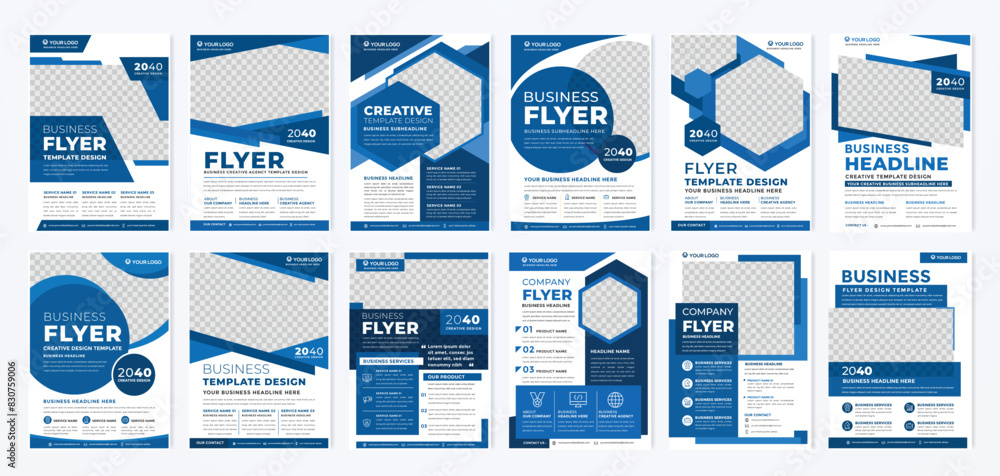 Canvas Prints set of business flyer template with minimalist layout and modern style use for promotion kit