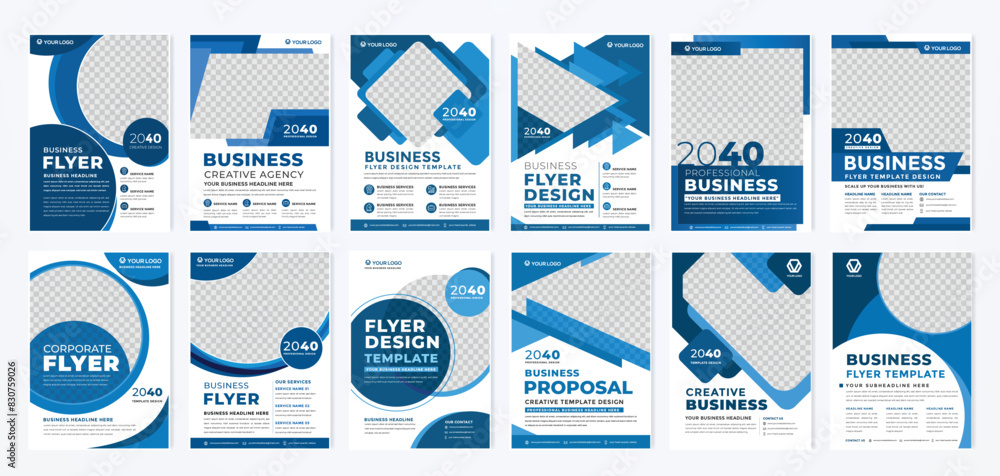 Poster set of business flyer template design with abstract concept and minimalist layout