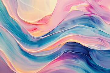 Abstract Colorful Fluid Art Surreal Waves of Pastel and Vivid Tones