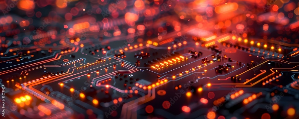 Poster intricate quantum computer circuitry sophisticated technology concept showcasing complex digital mic