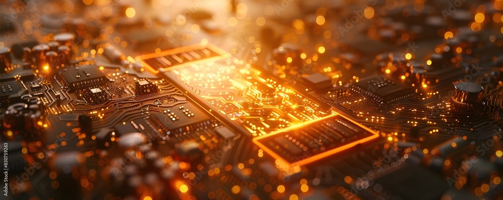 Poster intricate quantum computing circuitry illuminating the path to technological innovation