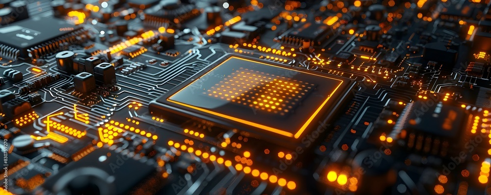 Poster cutting edge quantum computer circuitry showcasing sophisticated technology and innovation