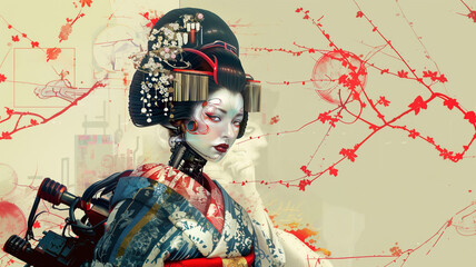 Fototapeta premium Japanese Geisha Robot