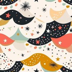 Fototapeta premium Abstract Geometric Celebration Background with Festive Shapes and Colors