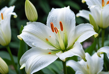 White lily with droplet