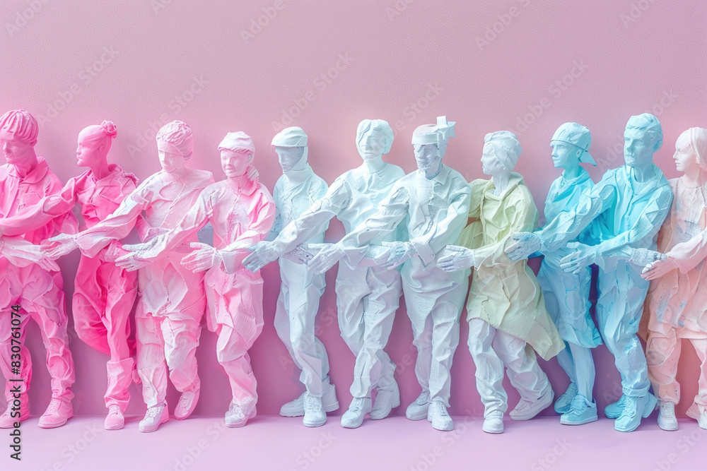 Aufkleber various colored figures standing next to each other in a group, showcasing diversity and unity