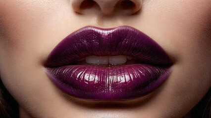 Fototapeta premium Plum Lips Close up of a woman with lips the color of ripe plums porcelain