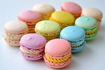 Obraz premium A Collection of Colorful Macarons on a White Background
