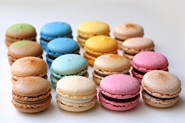 Fototapeta premium Colorful Assortment of Macarons on Display