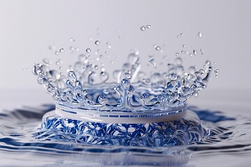 A Blue Paper Drinking Cup Ejecting a Stream of Water Bubbles
